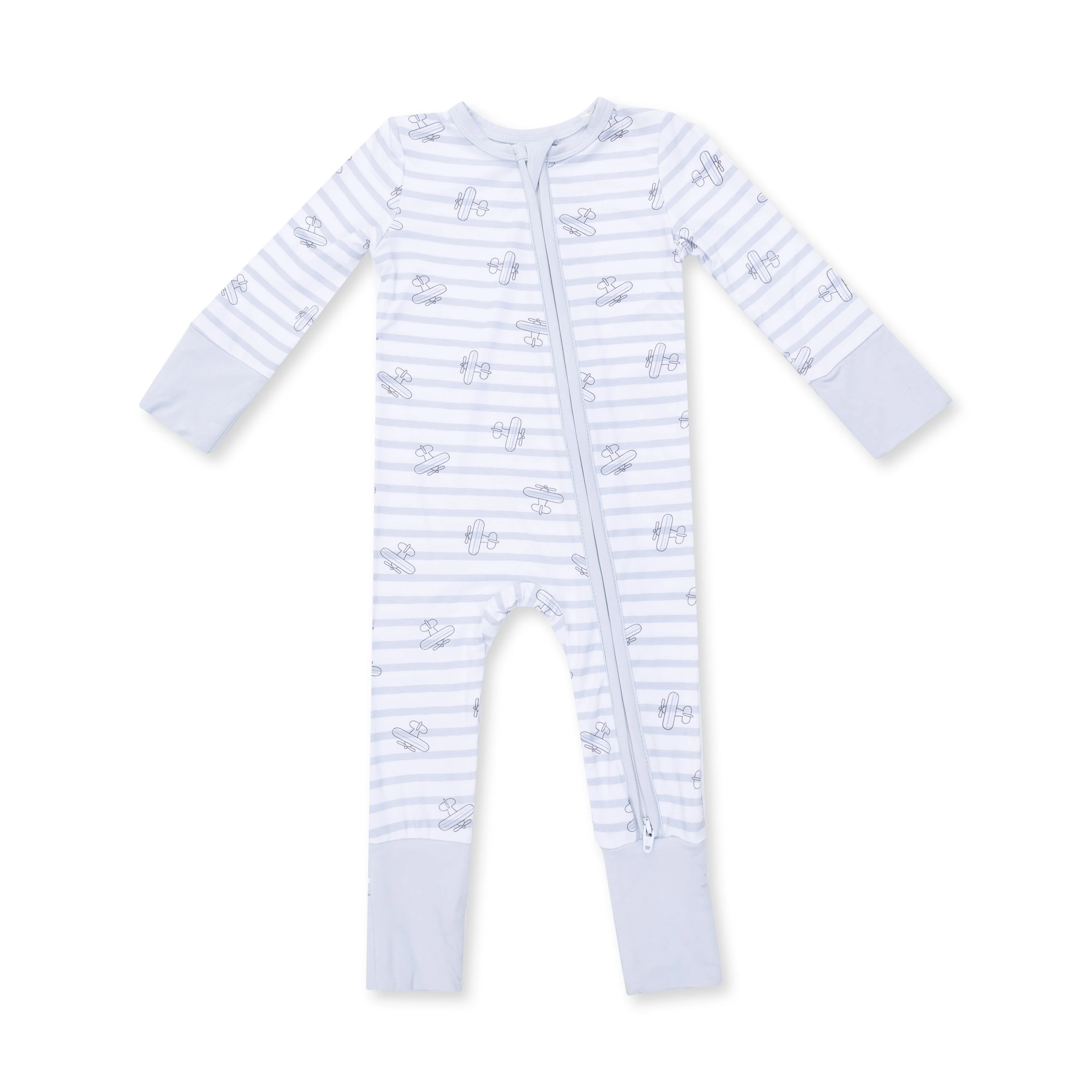Airplane Stripe Zip Convertible Romper