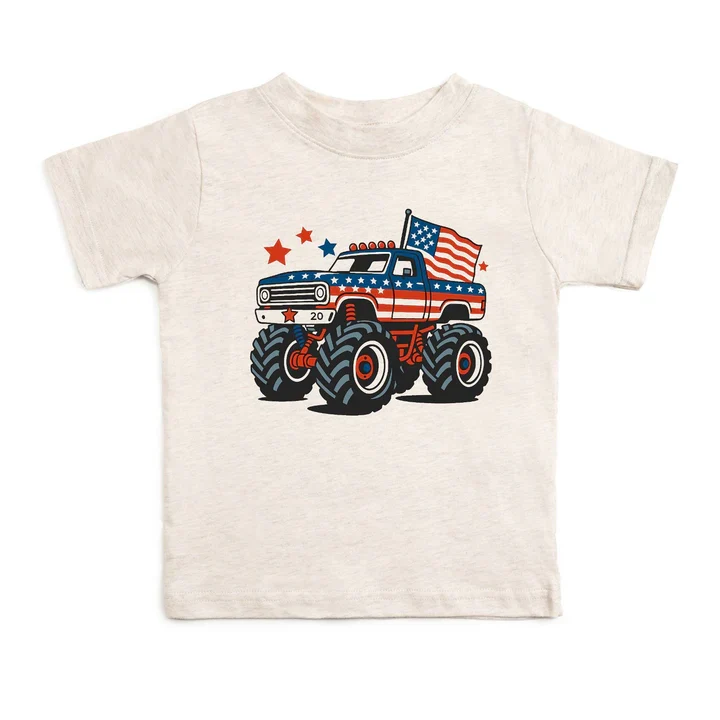 American Monster Truck Short Sleeve T-Shirt - Natural Heather