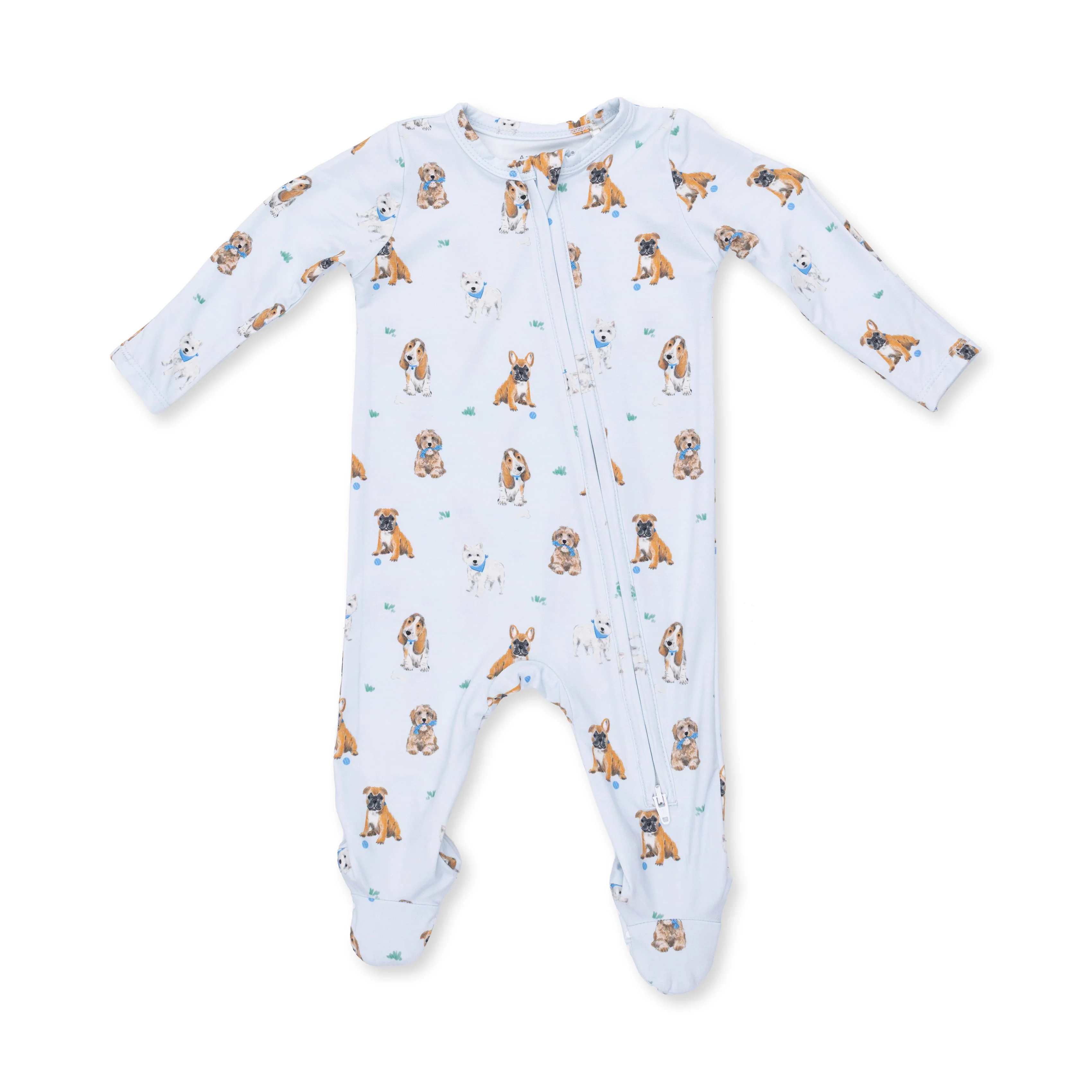 Bestie Dogs Blue 2 Way Zip Footie