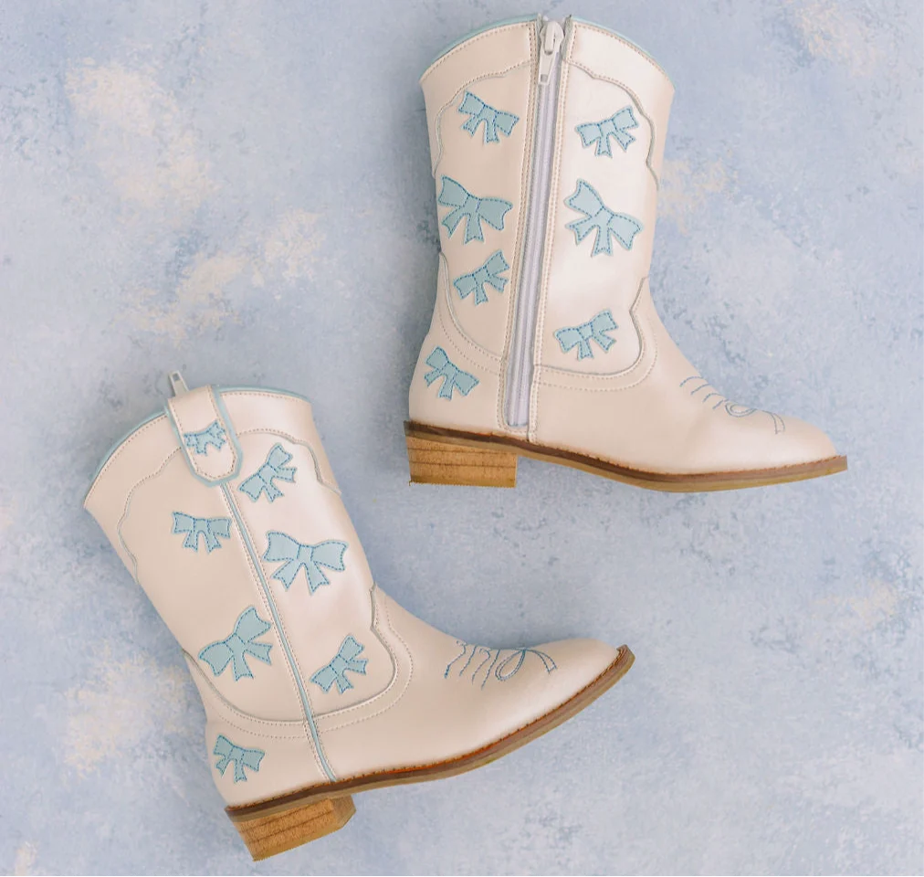 Cowgirl Baby Blue Bow Boots - Image 2