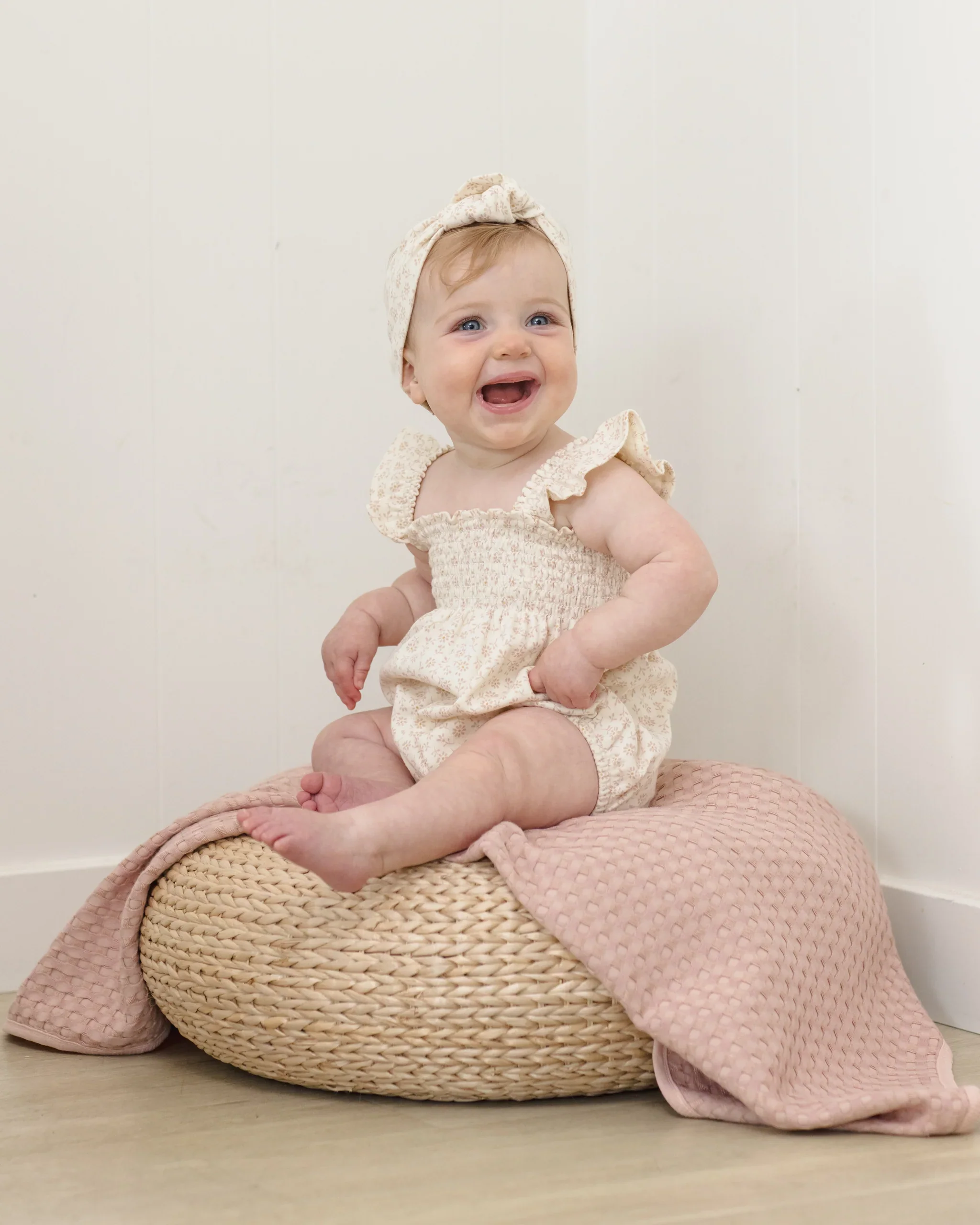 Ditsy Smocked Ruffle Sleeve Romper - Image 2