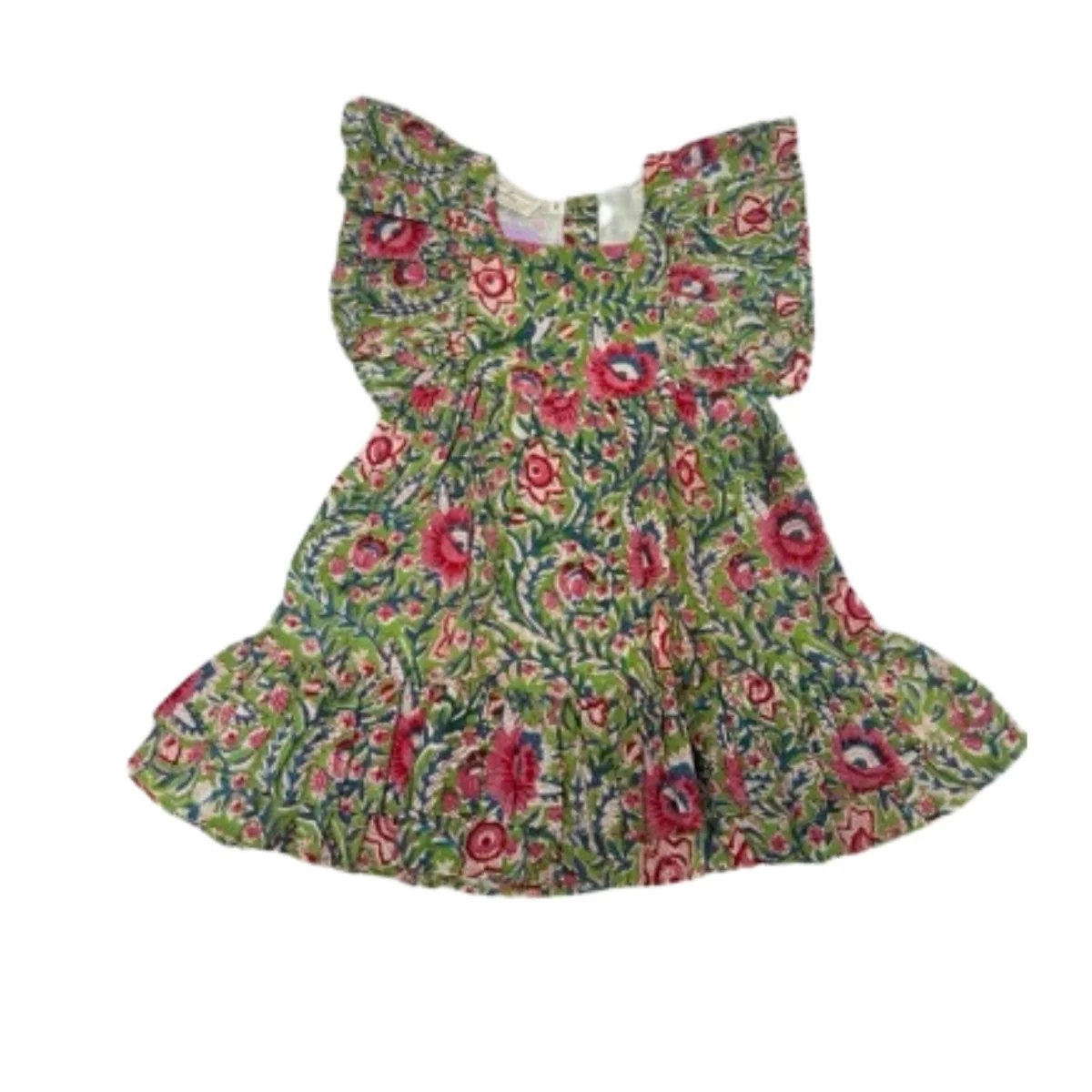 eight thousand miles - Frill Sleeve Dress - Henna Green Floral