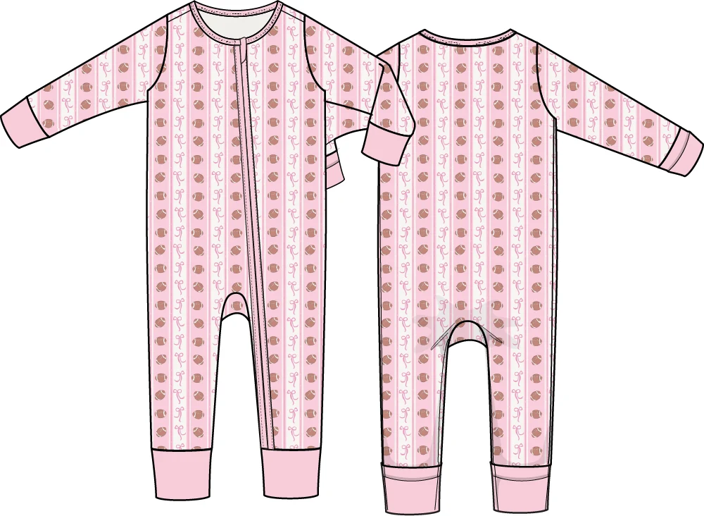 Football Bow Stripe Zip Convertible Romper