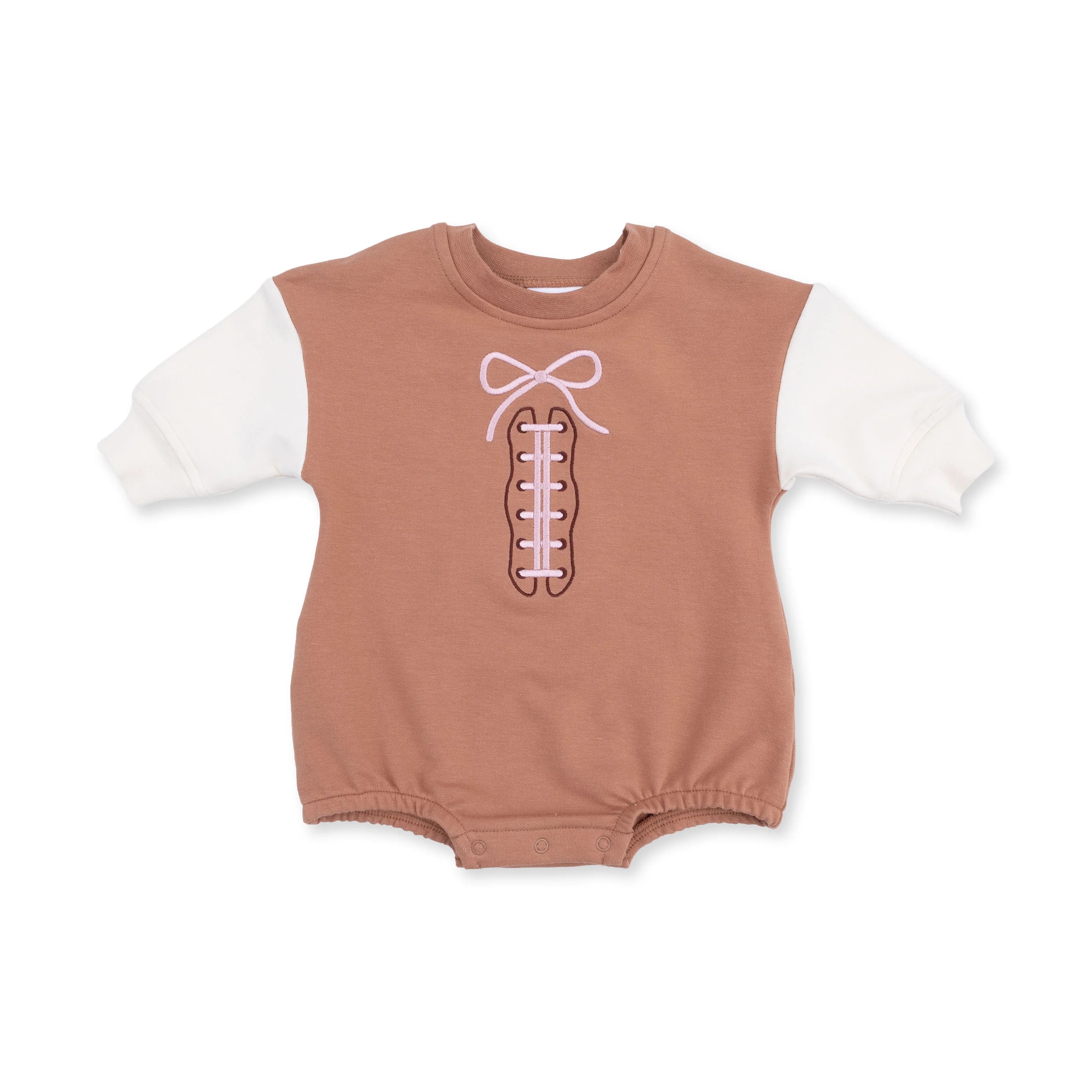 Football Laces Boy Embroidery Sweatshirt Bubble
