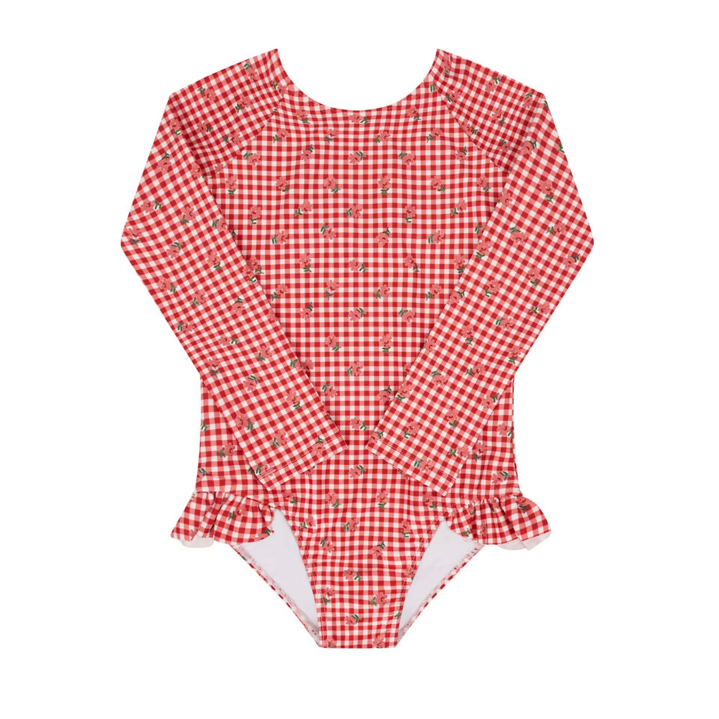 girls floral gingham rashguard one piece