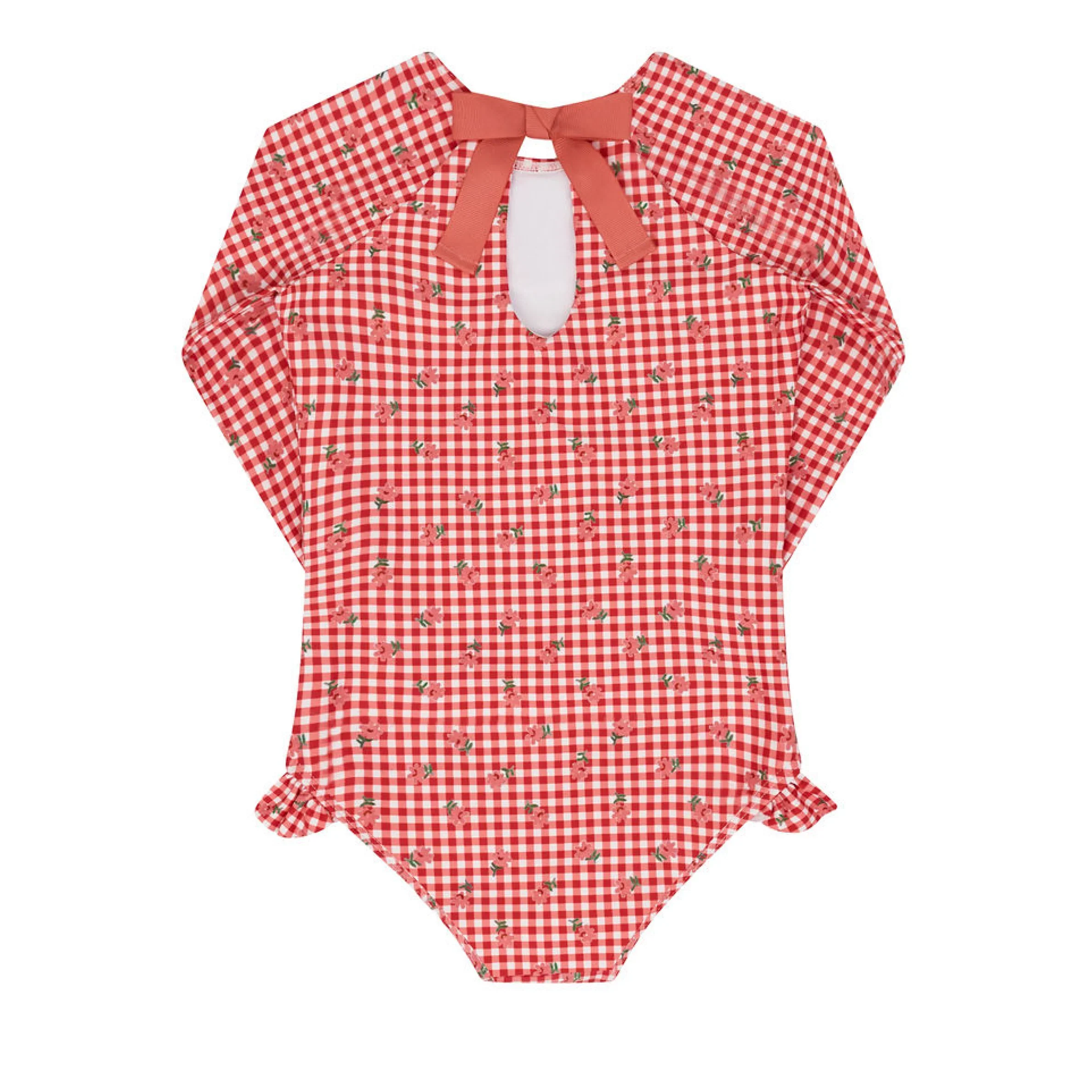girls floral gingham rashguard one piece - Image 2