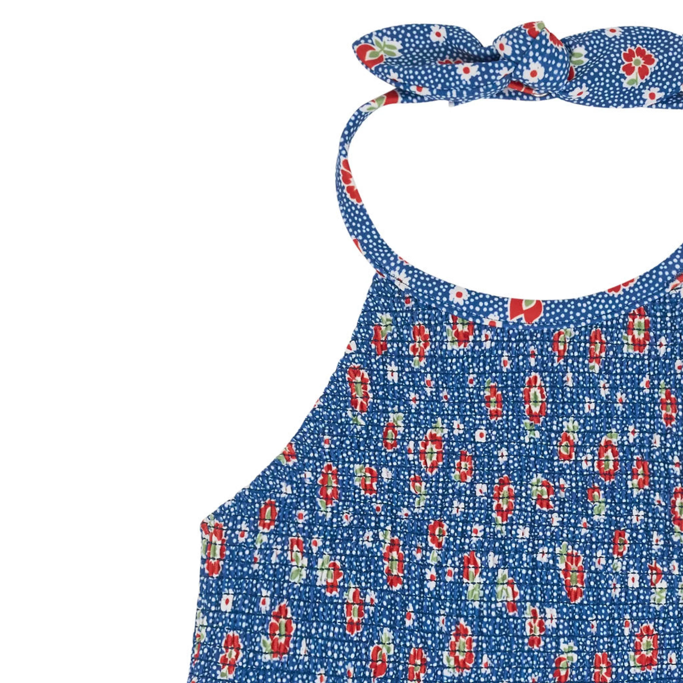 girls navy floral smocked halter bikini - Image 2