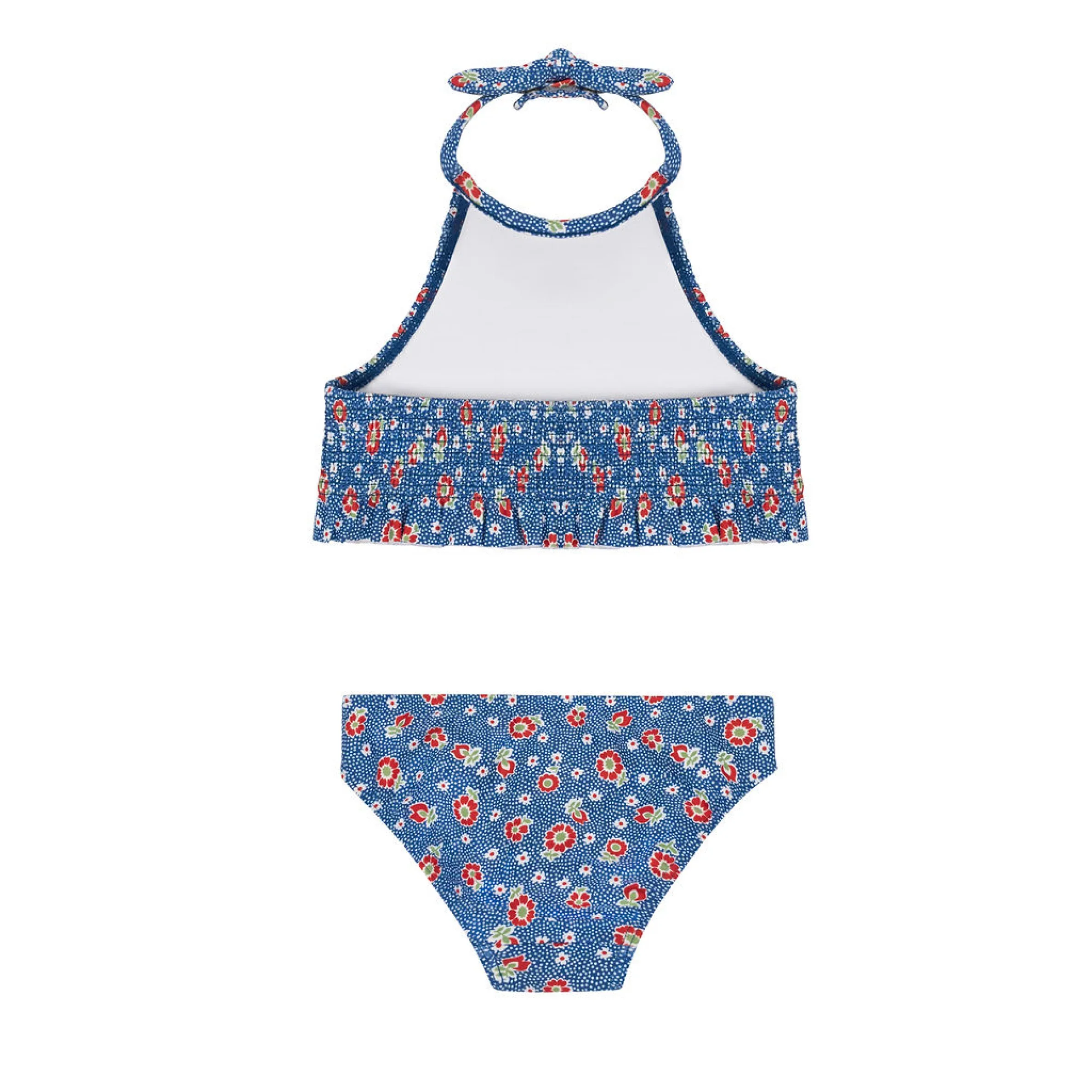 girls navy floral smocked halter bikini - Image 3