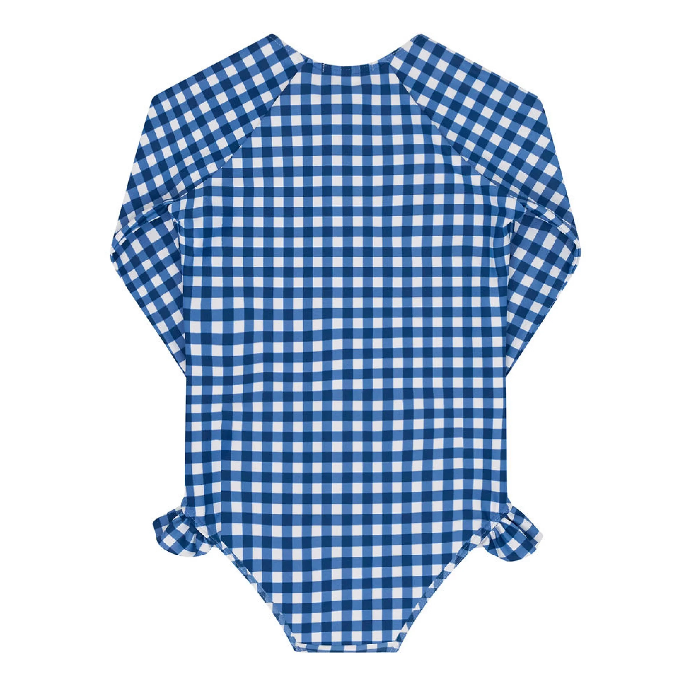 girls navy gingham front zip rashguard one piece - Image 3
