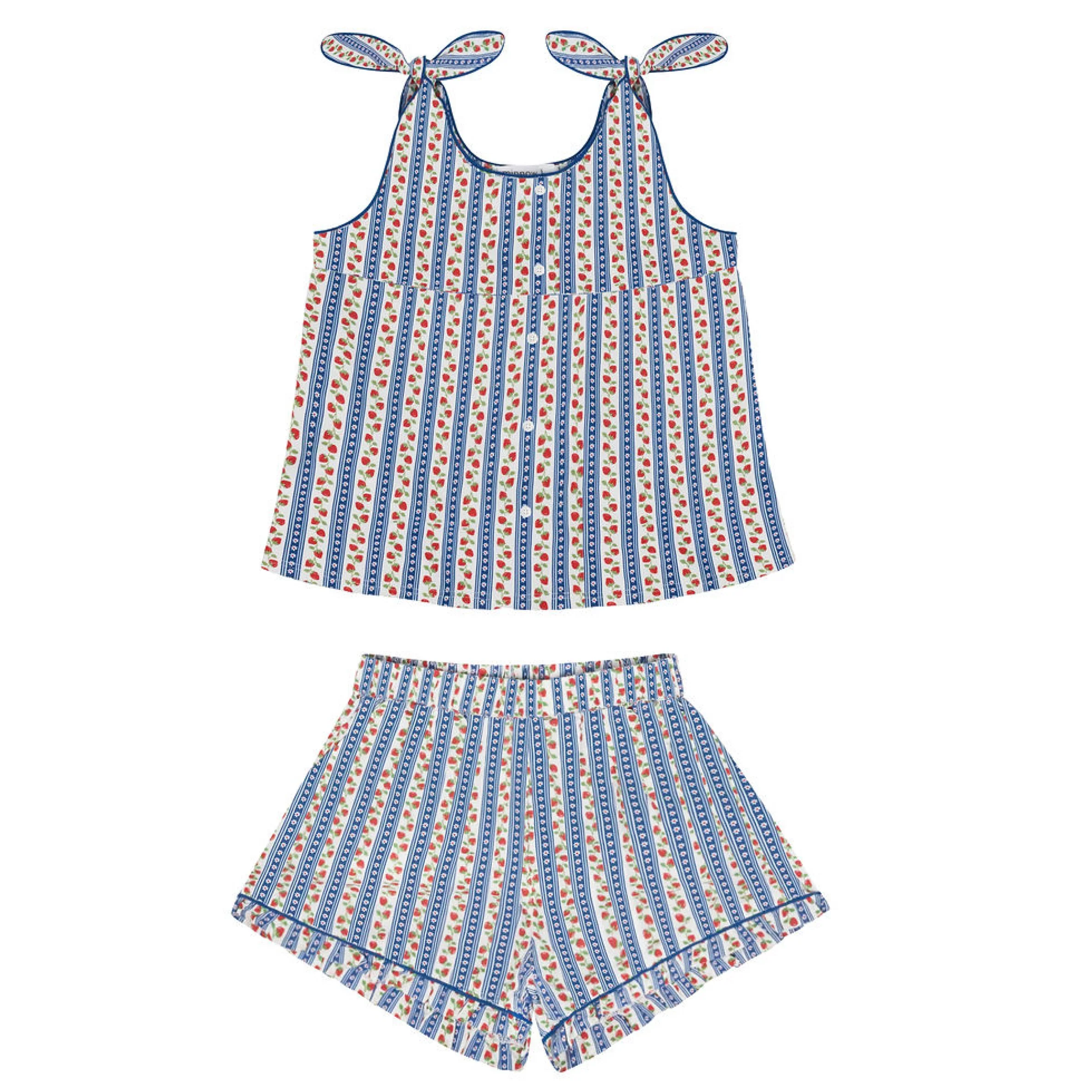girls strawberry floral tie knot short set - Image 2