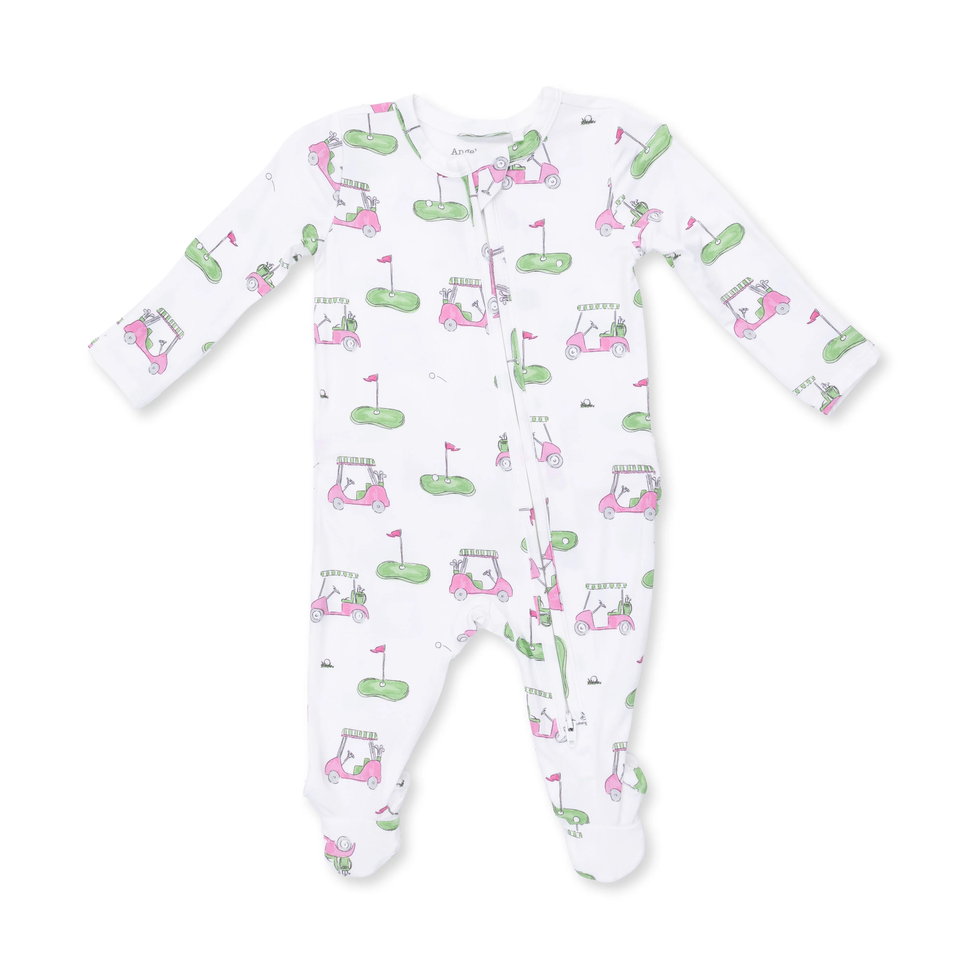 Golf Carts Pink 2 Way Ruffle Zip Footie