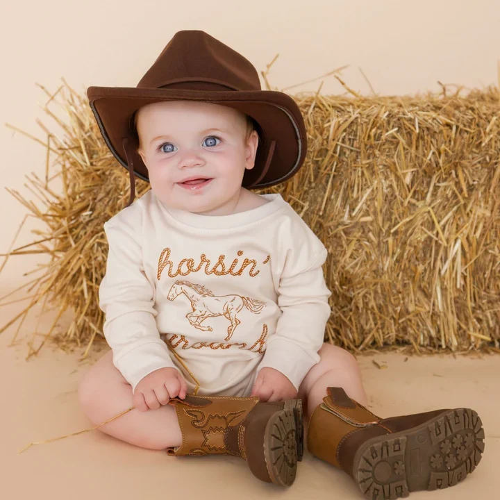 Horsin' Around Western Long Sleeve Romper - Image 2