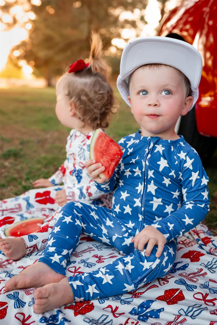 In My Jammers - Navy Stars Zipper Romper - Image 2
