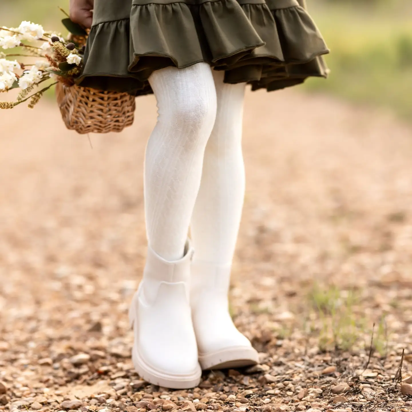 Ivory Cable Knit Tights - Image 2