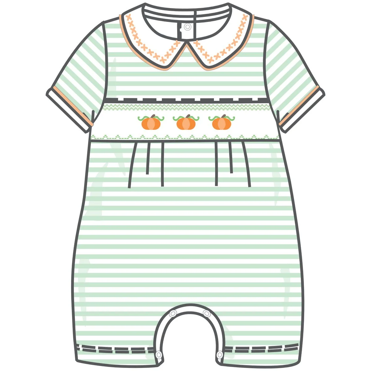 Lil' Pumpkin Classics Celery Smocked Short Playsuit - Image 4