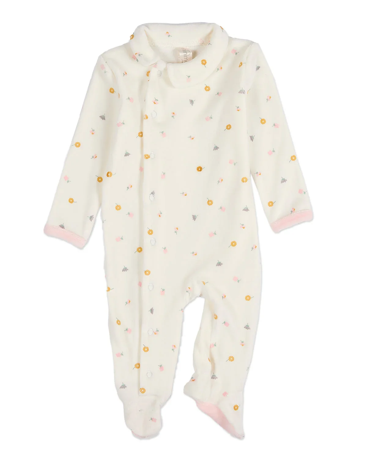Lily Of The Valley Snap Front Velour Footie