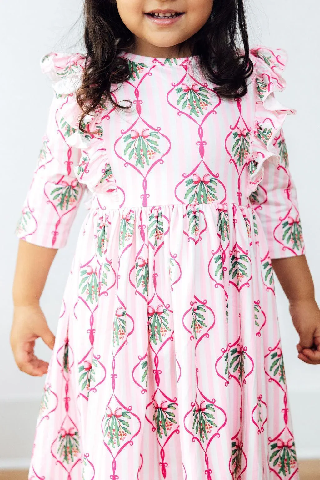 Mila & Rose - Merry Mistletoe 3/4 Sleeve Ruffle Twirl Dress - Image 2