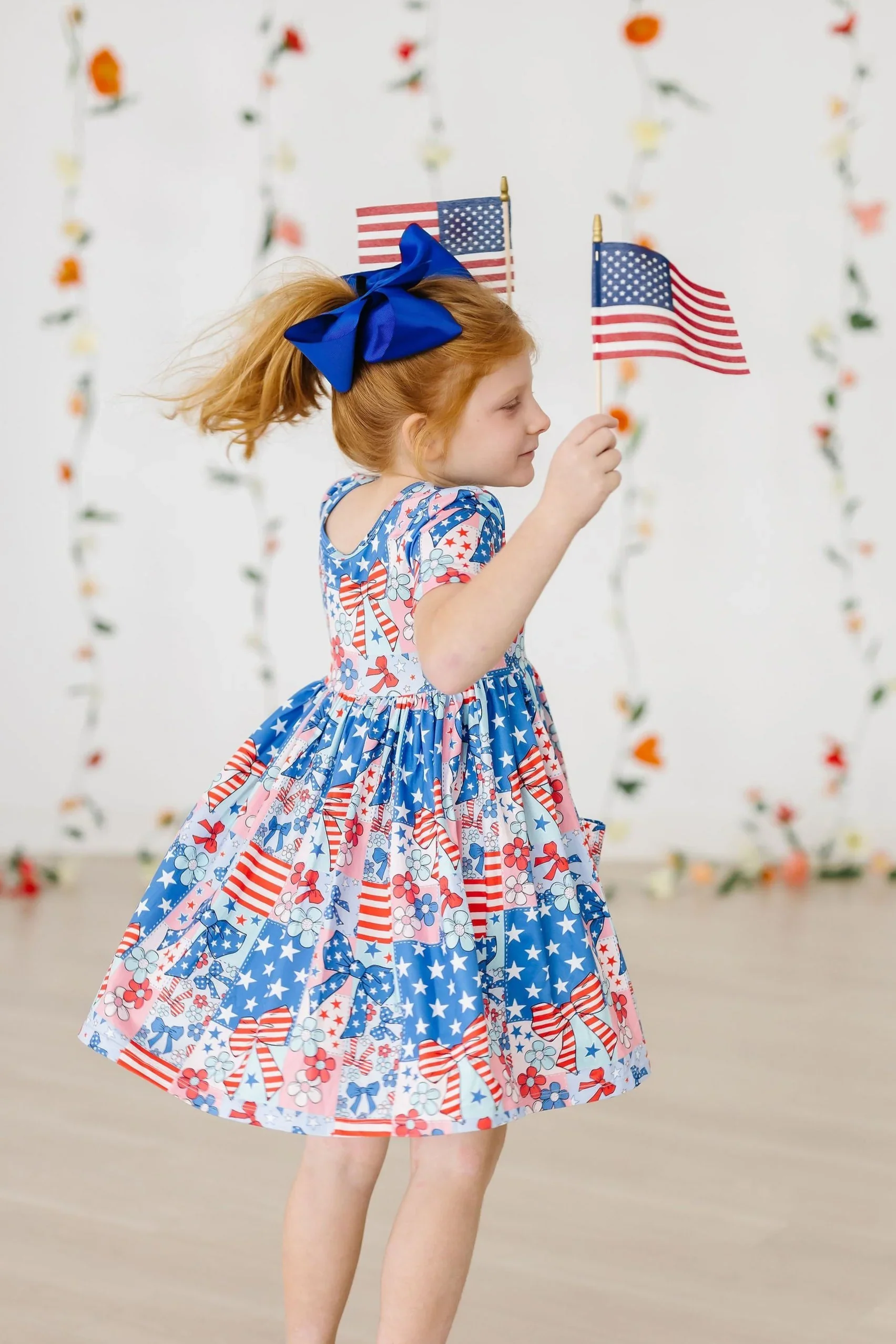 Mila & Rose - Patriotic Patchwork S/S Pocket Twirl Dress - Image 2
