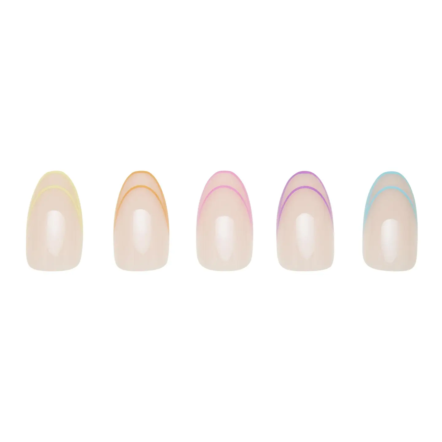 Neon Lights Press-On Nails | Short Oval | Multicolor French - Image 2