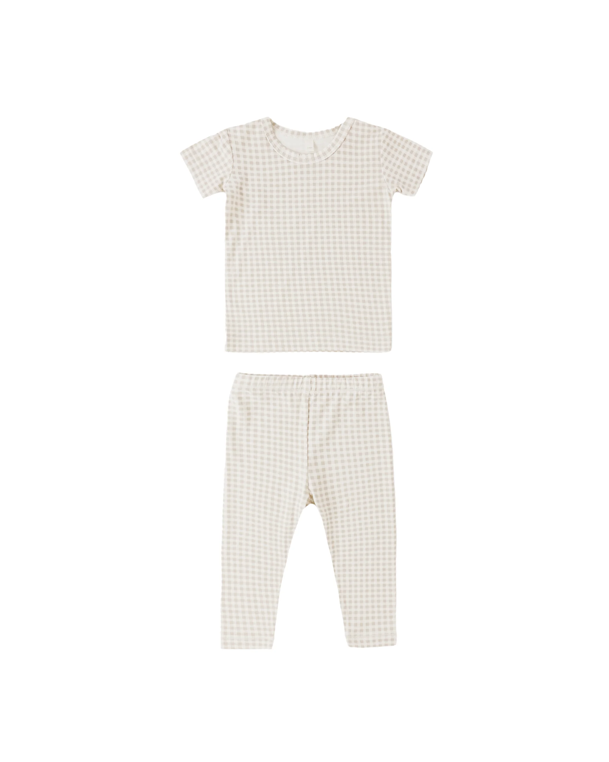 Oat Gingham Bamboo Short Sleeve Pajama Set