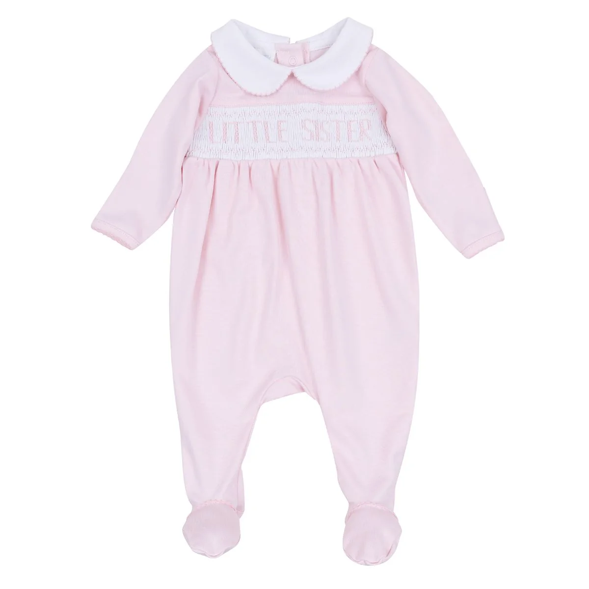 Pink Little Sister Smocked Footie