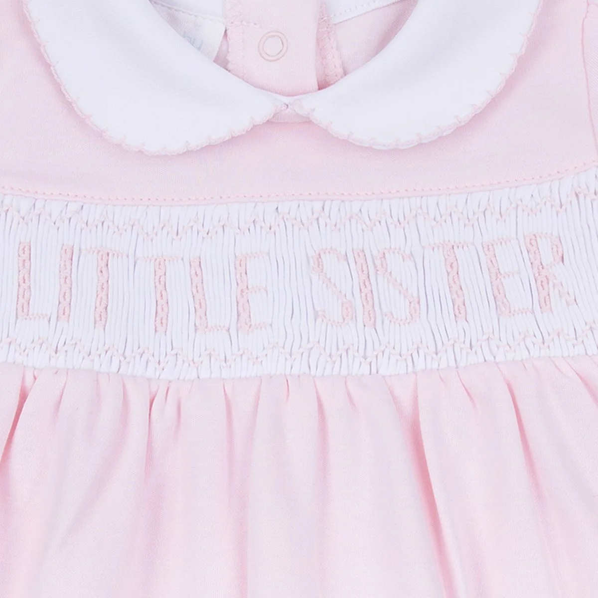 Pink Little Sister Smocked Footie - Image 2