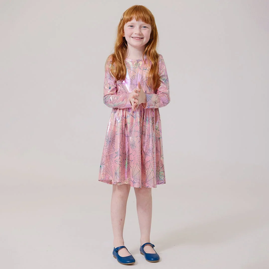 Pink Spider Web Girls Lame Steph Dress - Image 2