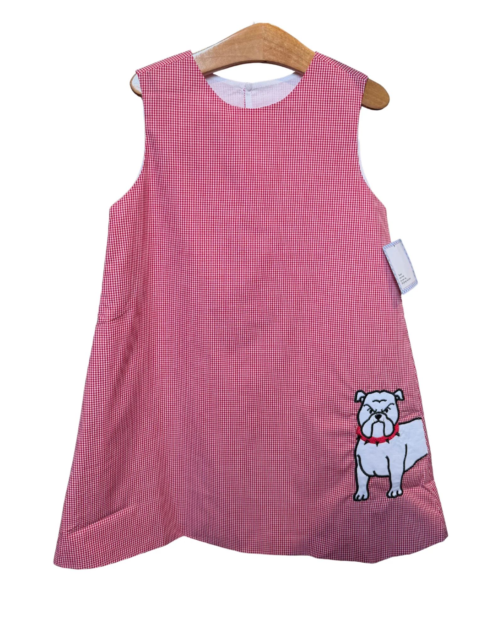 Red and White Mini Gingham Bulldog Dress
