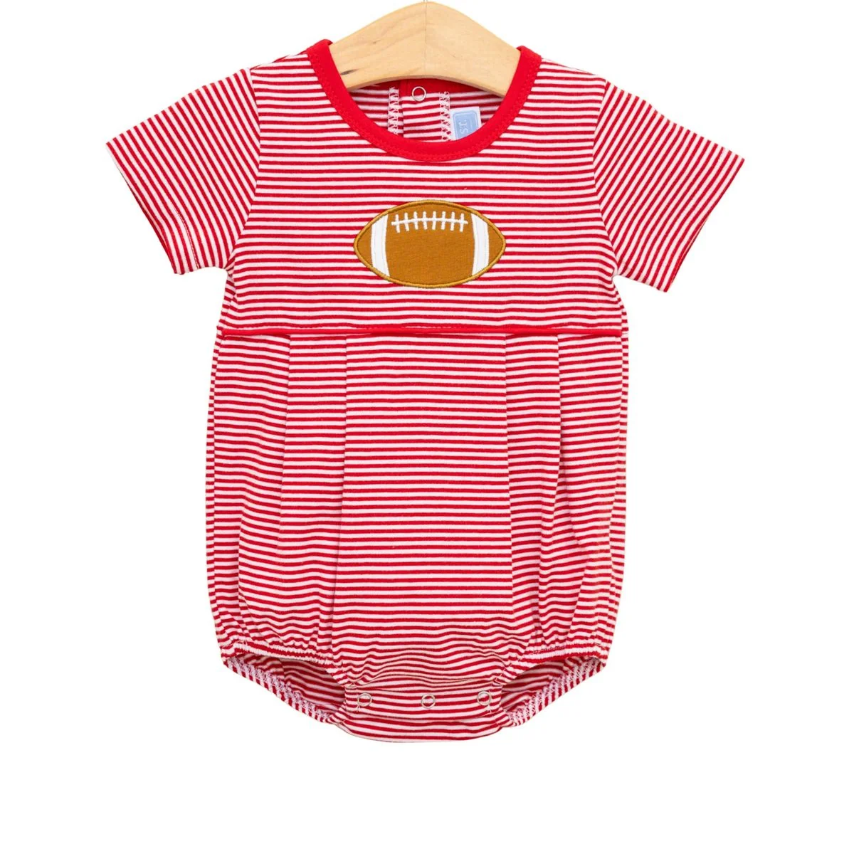 Red & White Stripe Football Applique Bubble