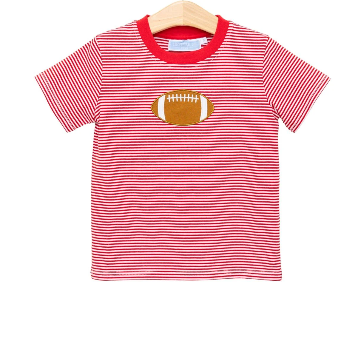 Red & White Stripe Football Applique Tee