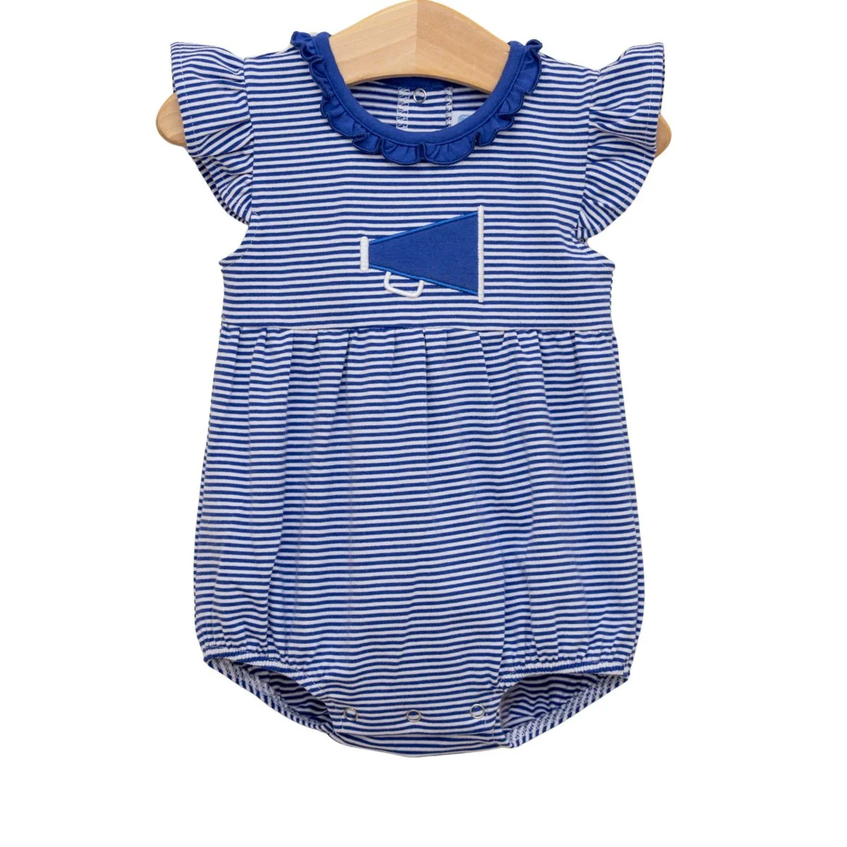 Royal & White Stripe Ruffle Megaphone Bubble