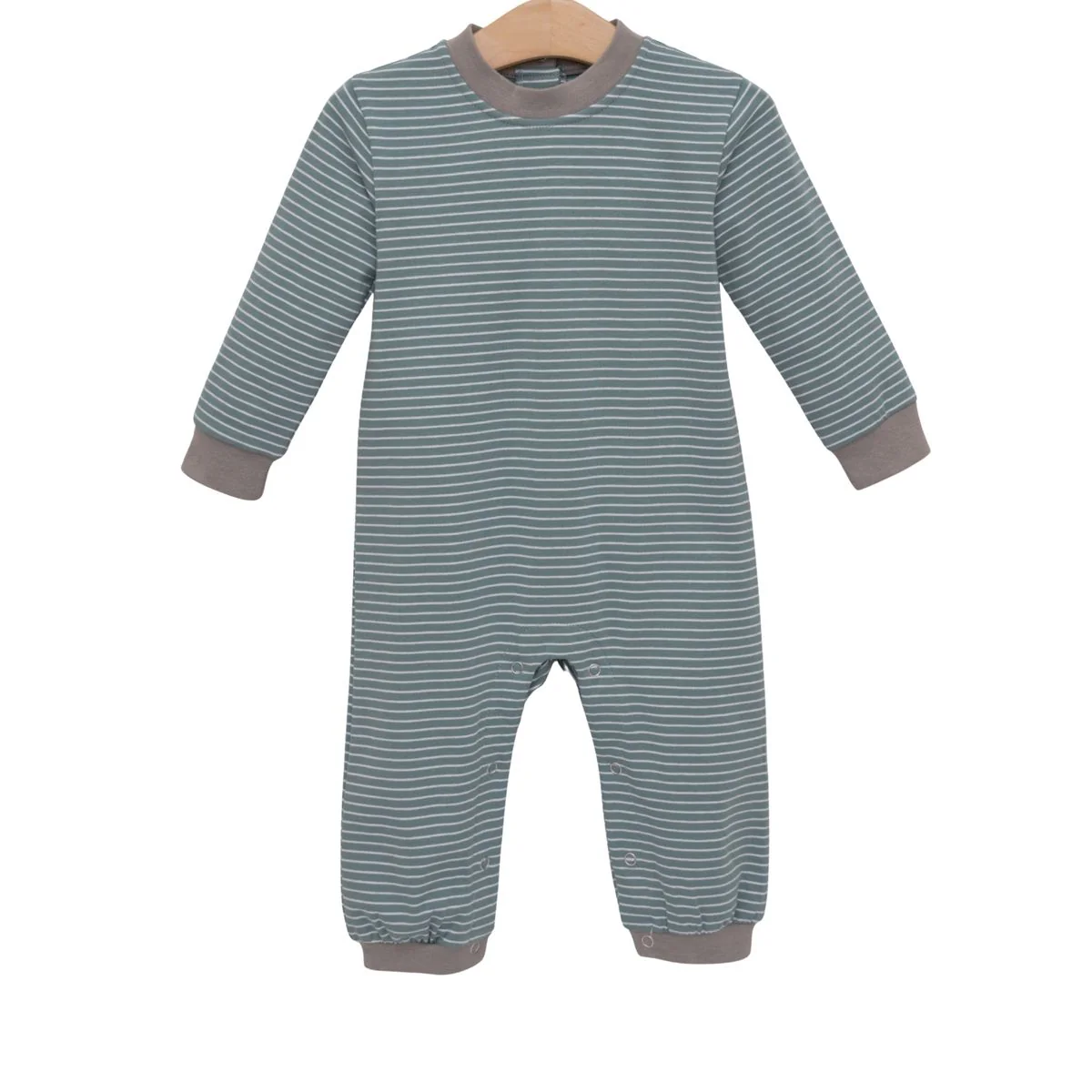 Sage Stripe & Beige Trim Miller Romper