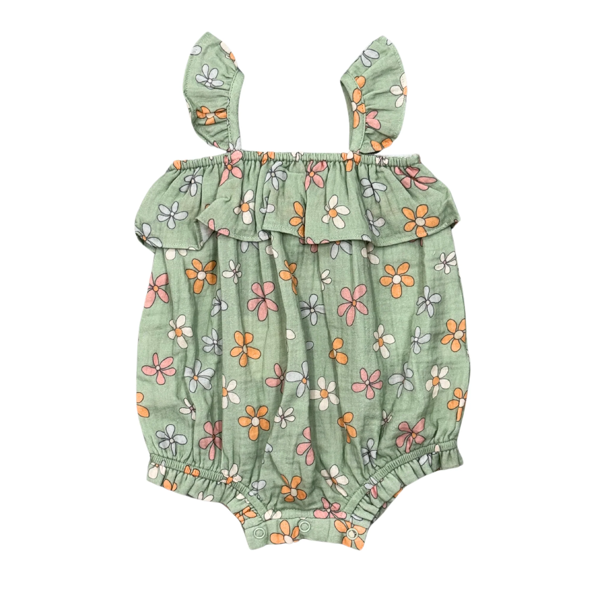 Sketched Daisy Gauze Bubble Romper