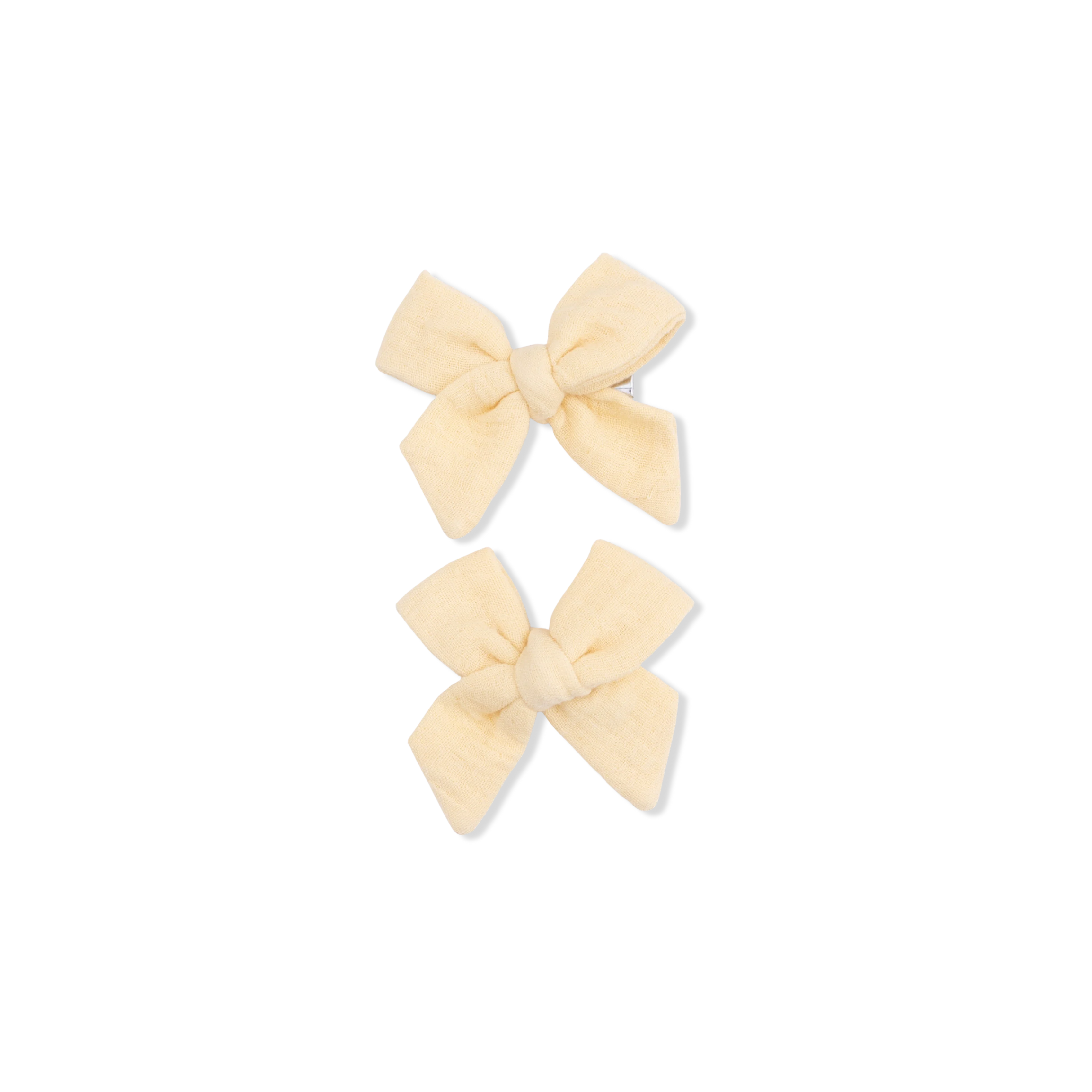 Solid Muslin Yellow 2 Pack Bow Clips