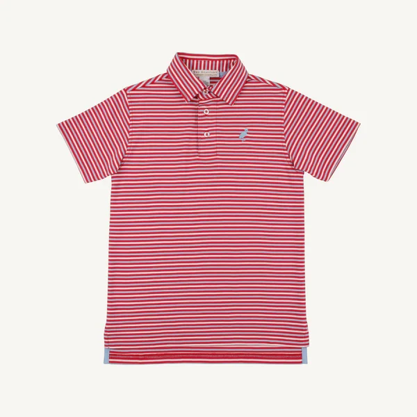 Sumner County Stripe (Richmond Red) with Beale Street Blue Stork Prim & Proper Polo