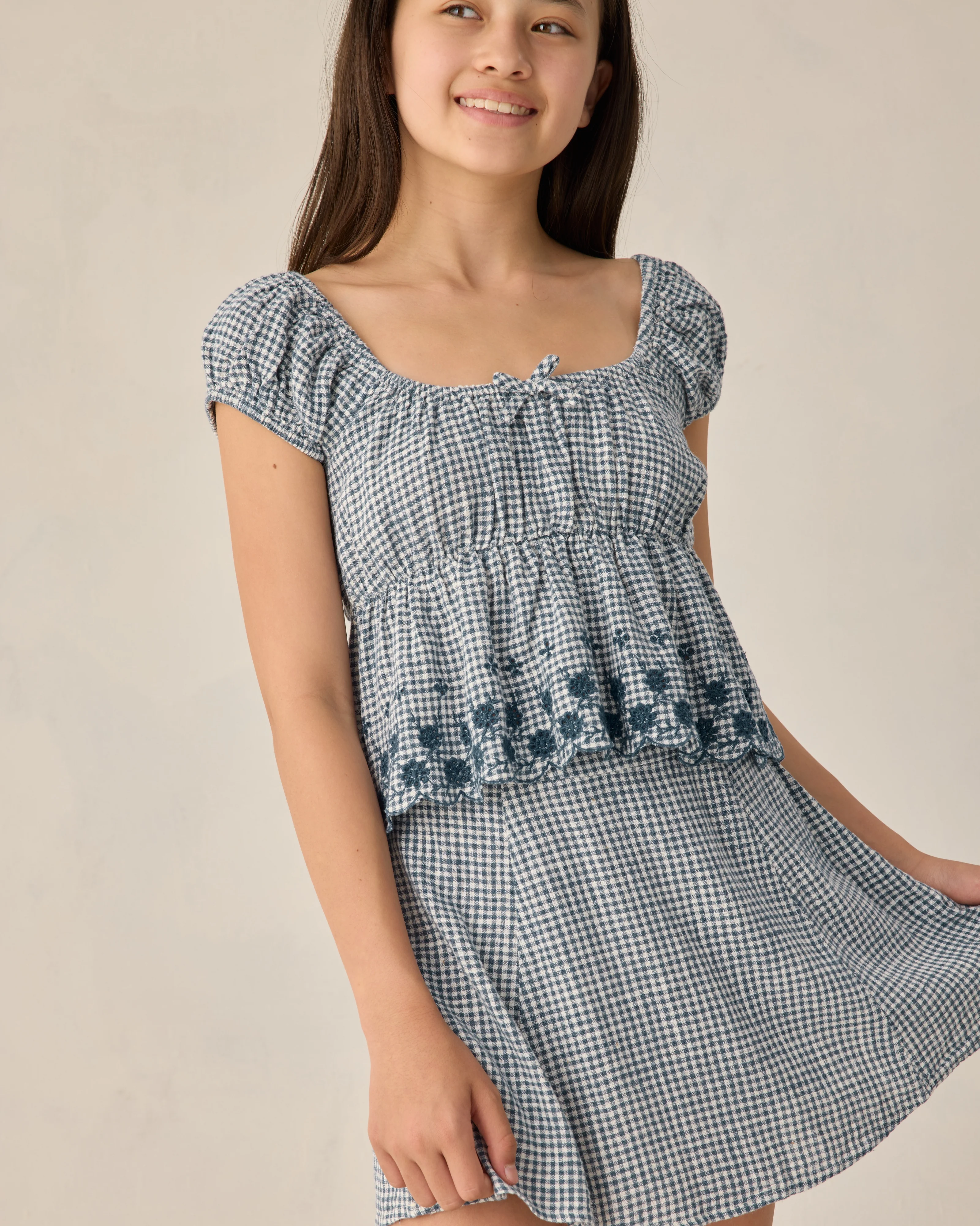 Teen Marine Gingham Rachel Skirt - Image 2