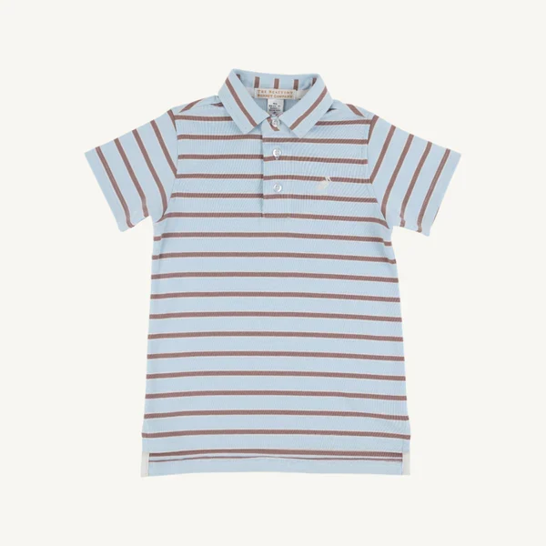The Beaufort Bonnet Company - Buckhead Blue Palmetto Pearl & Gray Brown Prim & Proper Polo