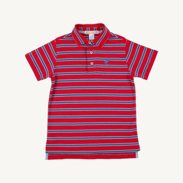 The Beaufort Bonnet Company - Prim and Proper Polo Richmond Red Wood Boat Blue Stripe
