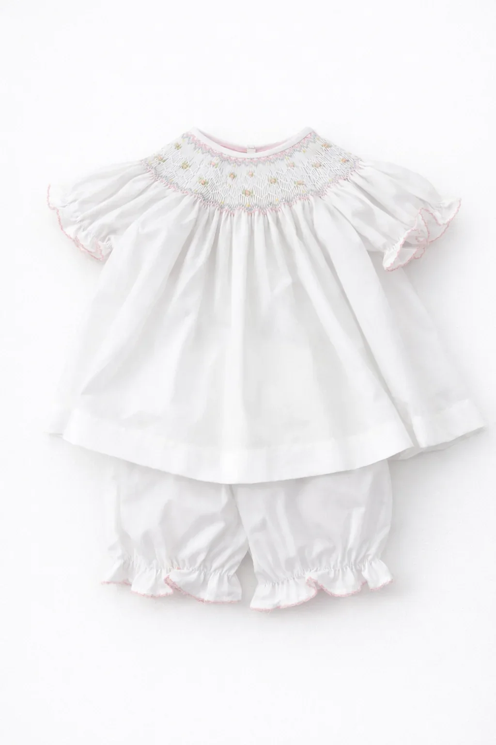 White Smocked Bishop Bloomer Set