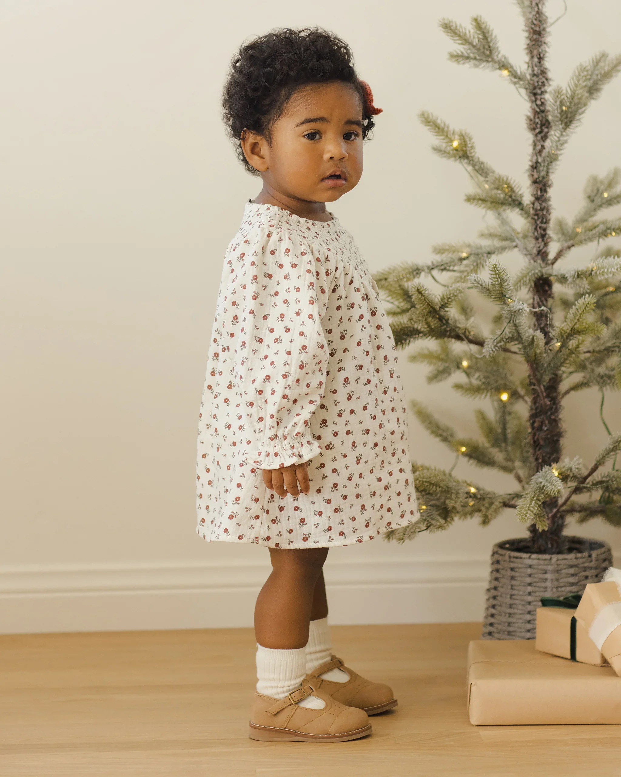 Winter Ditsy V Smocked Dress - Image 2