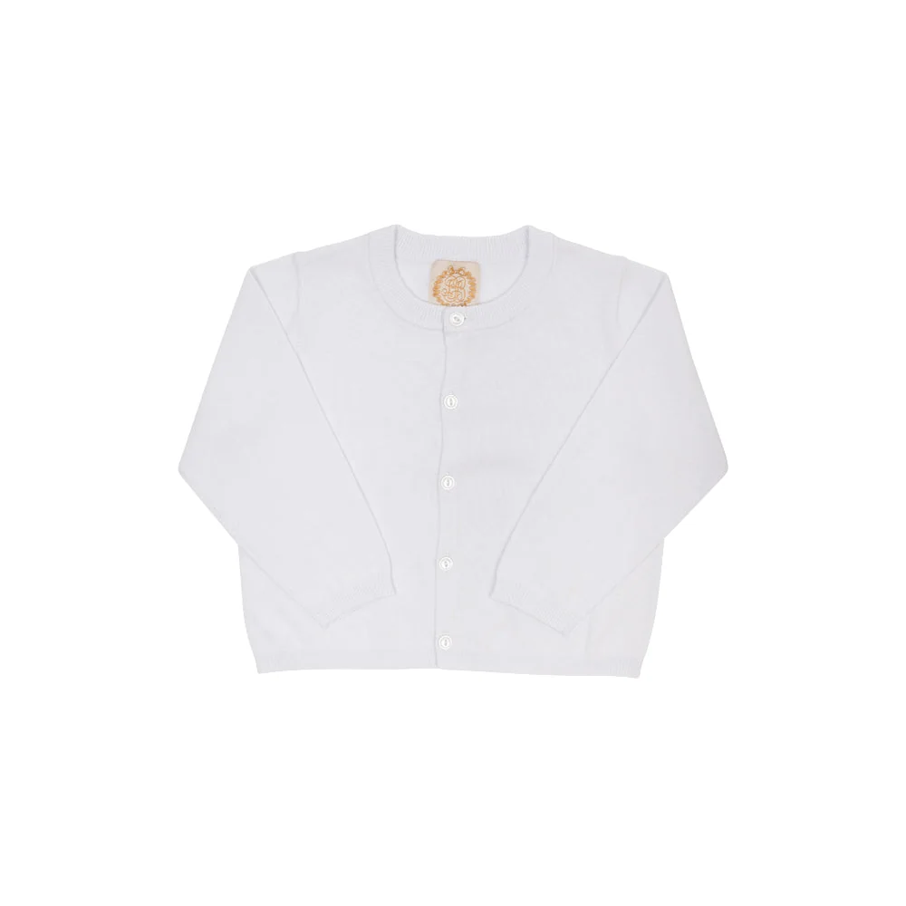 Worth Ave White Cambridge Cardigan - Pearlized Buttons