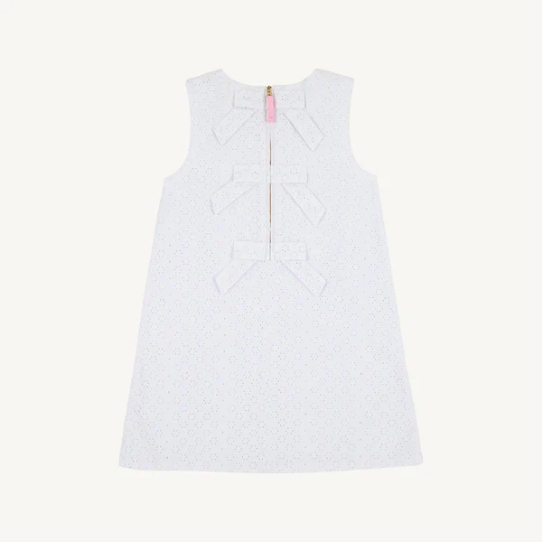 Worth Ave White Sleeveless Betts Bow Dress-Eyelet - Image 2